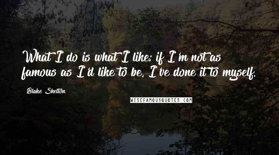 Blake Shelton Quotes: What I do is what I like; if I'm not as famous as I'd like to be, I've done it to myself.