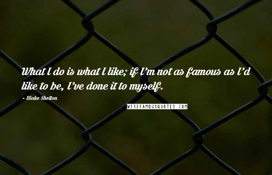 Blake Shelton Quotes: What I do is what I like; if I'm not as famous as I'd like to be, I've done it to myself.