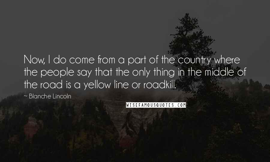 Blanche Lincoln Quotes: Now, I do come from a part of the country where the people say that the only thing in the middle of the road is a yellow line or roadkill.