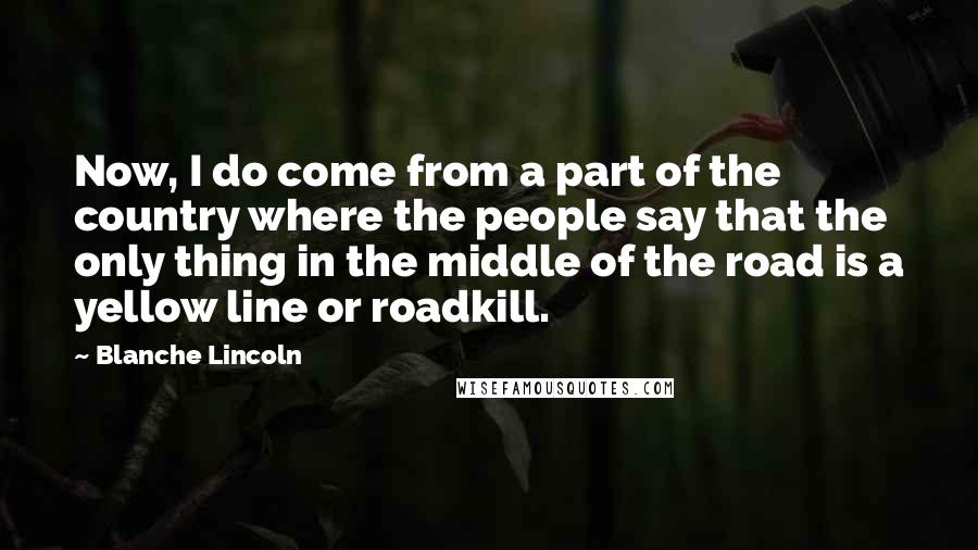 Blanche Lincoln Quotes: Now, I do come from a part of the country where the people say that the only thing in the middle of the road is a yellow line or roadkill.