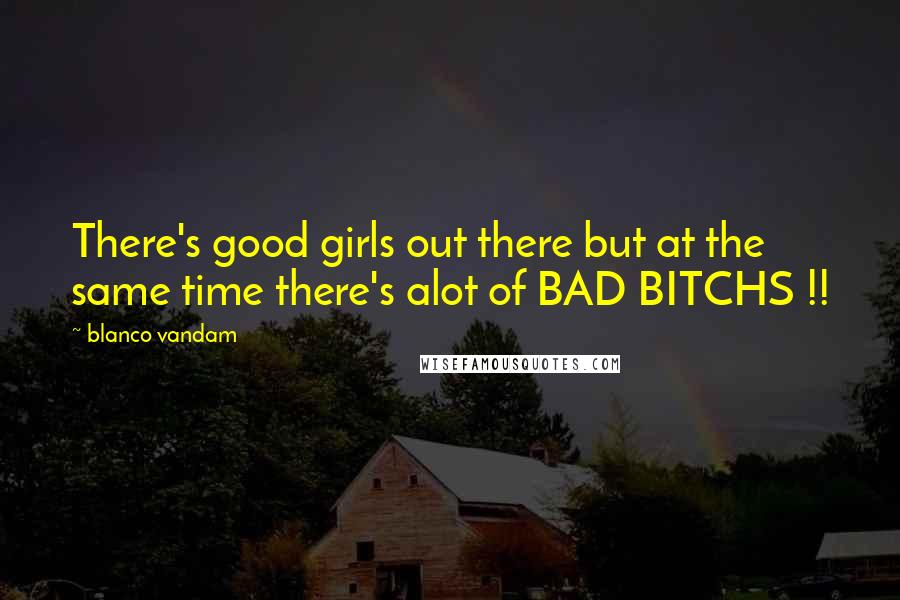 Blanco Vandam Quotes: There's good girls out there but at the same time there's alot of BAD BITCHS !!