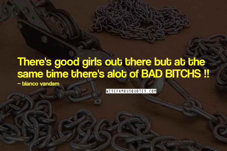 Blanco Vandam Quotes: There's good girls out there but at the same time there's alot of BAD BITCHS !!