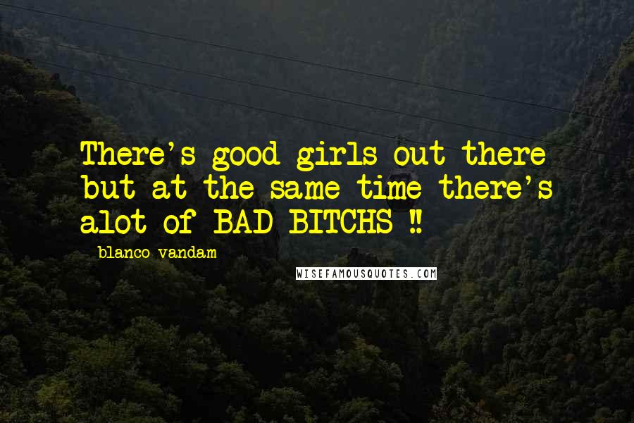 Blanco Vandam Quotes: There's good girls out there but at the same time there's alot of BAD BITCHS !!
