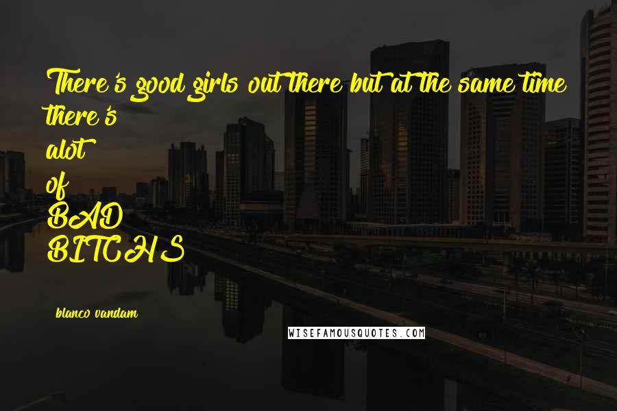 Blanco Vandam Quotes: There's good girls out there but at the same time there's alot of BAD BITCHS !!