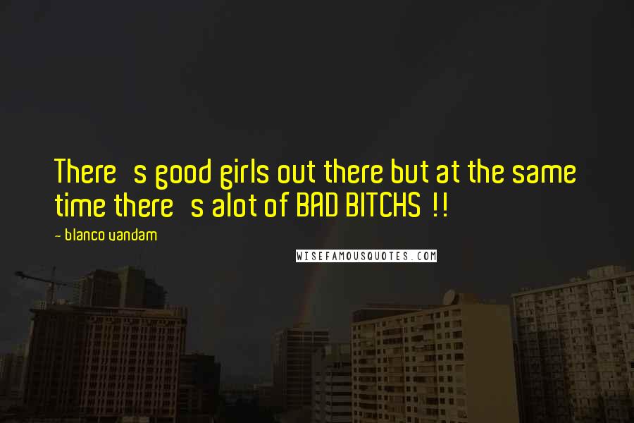 Blanco Vandam Quotes: There's good girls out there but at the same time there's alot of BAD BITCHS !!