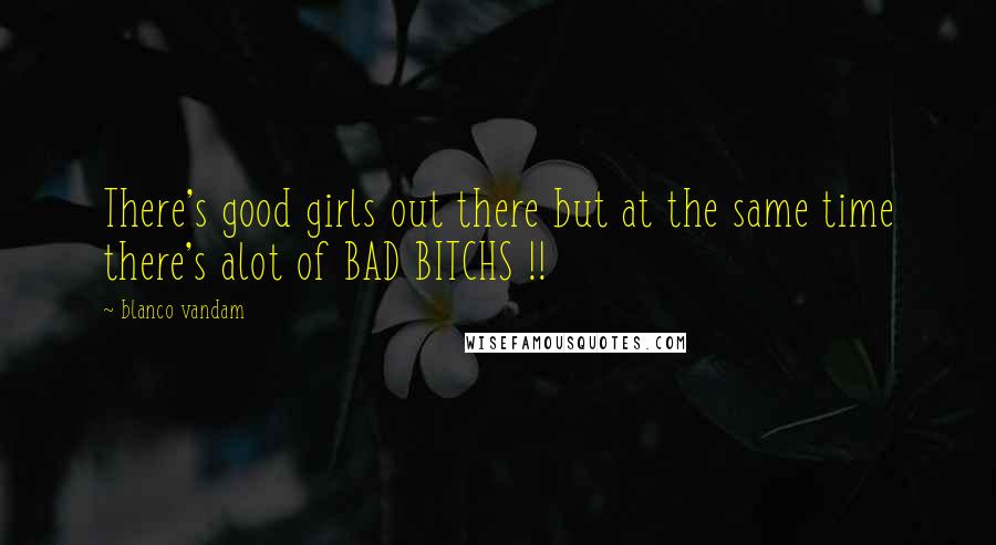 Blanco Vandam Quotes: There's good girls out there but at the same time there's alot of BAD BITCHS !!