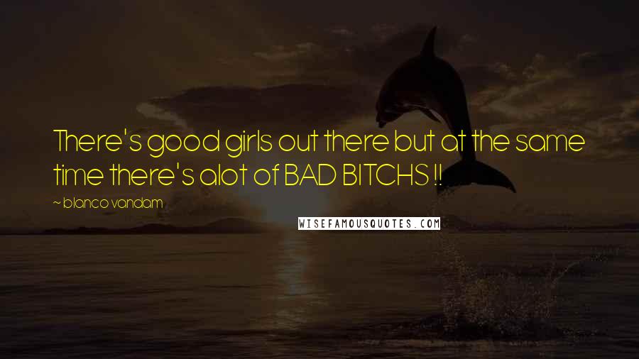 Blanco Vandam Quotes: There's good girls out there but at the same time there's alot of BAD BITCHS !!