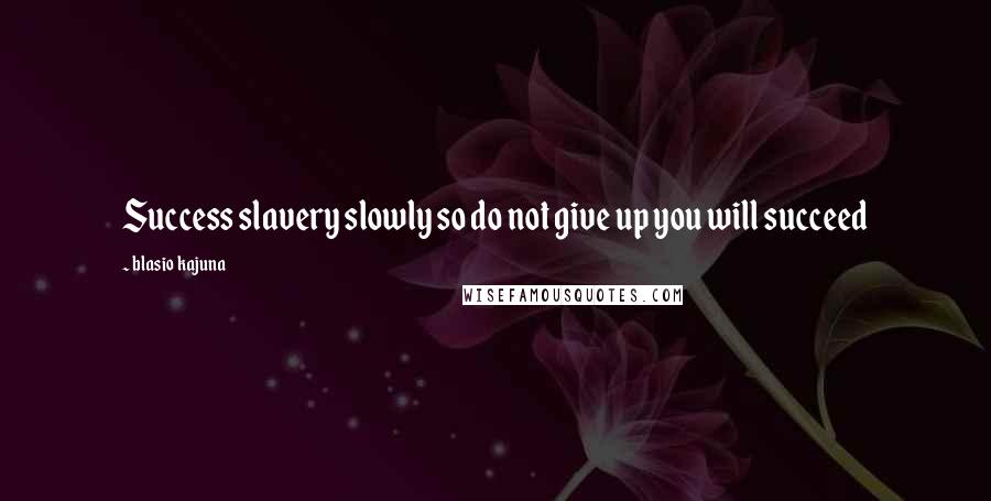 Blasio Kajuna Quotes: Success slavery slowly so do not give up you will succeed