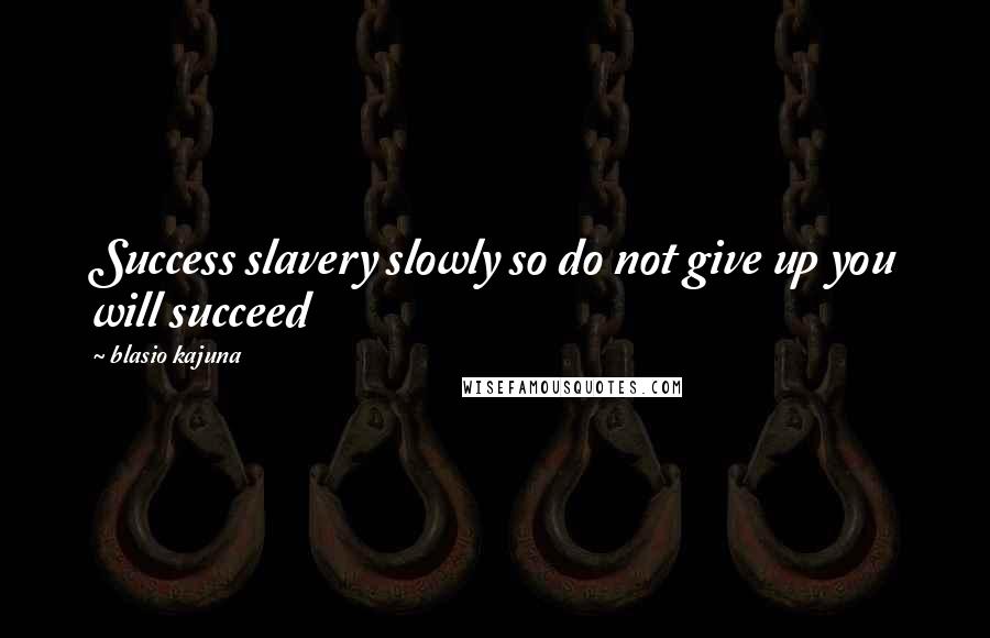 Blasio Kajuna Quotes: Success slavery slowly so do not give up you will succeed