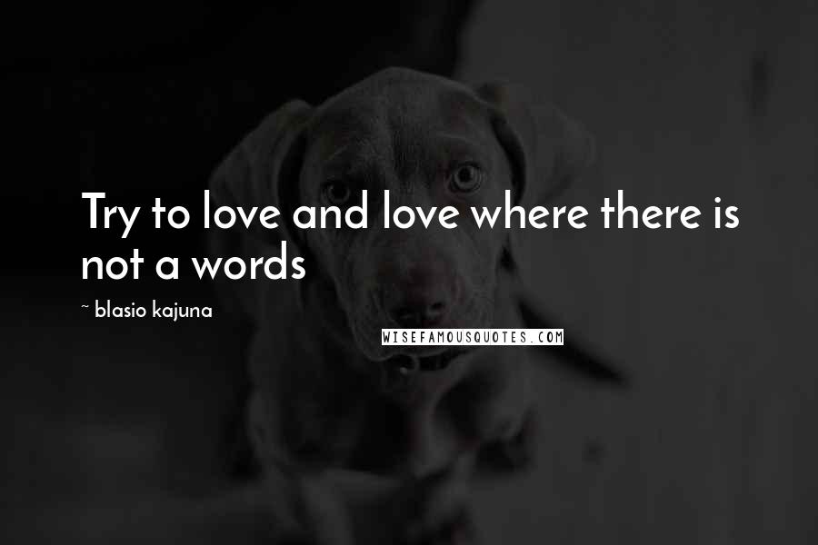 Blasio Kajuna Quotes: Try to love and love where there is not a words