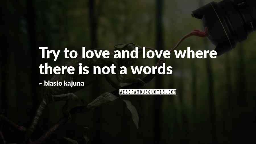 Blasio Kajuna Quotes: Try to love and love where there is not a words