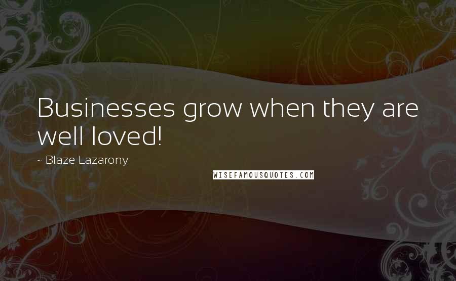 Blaze Lazarony Quotes: Businesses grow when they are well loved!