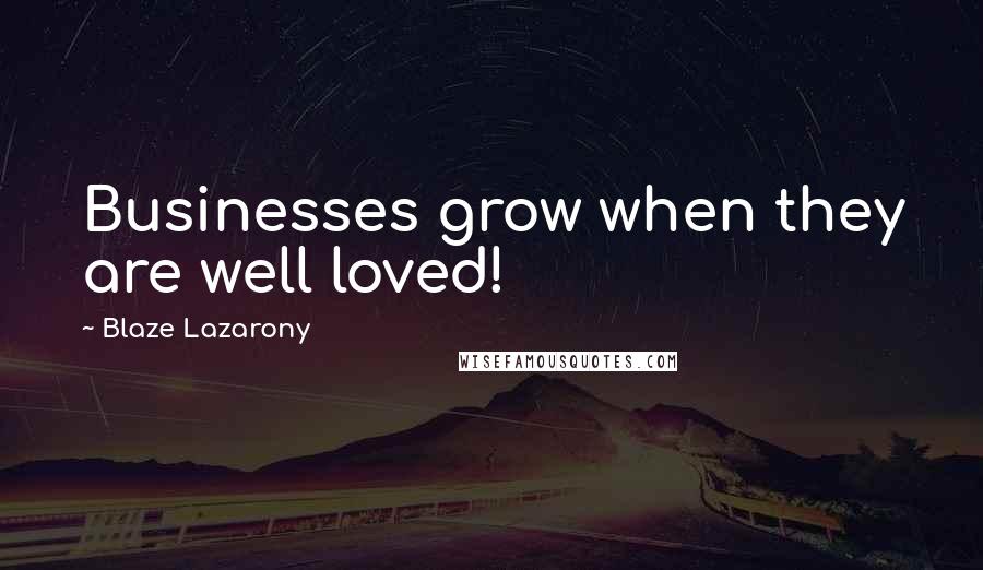 Blaze Lazarony Quotes: Businesses grow when they are well loved!