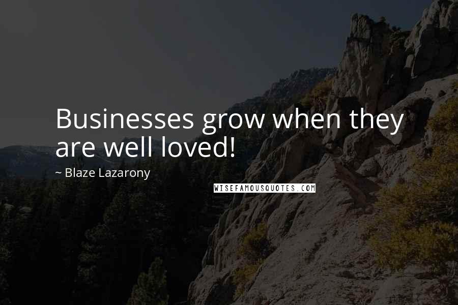Blaze Lazarony Quotes: Businesses grow when they are well loved!