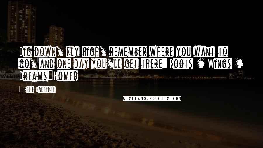 Blue Balliett Quotes: Dig down, fly high, remember where you want to go, and one day you'll get there: Roots + Wings + Dreams=Home!