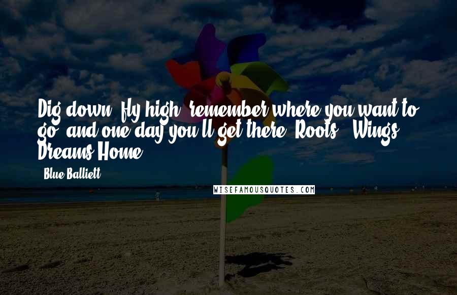 Blue Balliett Quotes: Dig down, fly high, remember where you want to go, and one day you'll get there: Roots + Wings + Dreams=Home!