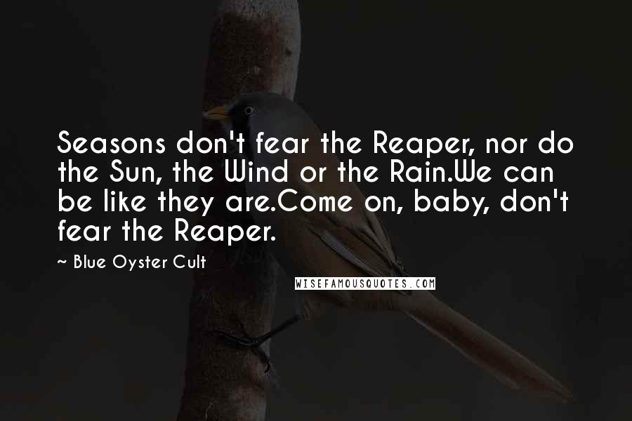 Blue Oyster Cult Quotes: Seasons don't fear the Reaper, nor do the Sun, the Wind or the Rain.We can be like they are.Come on, baby, don't fear the Reaper.