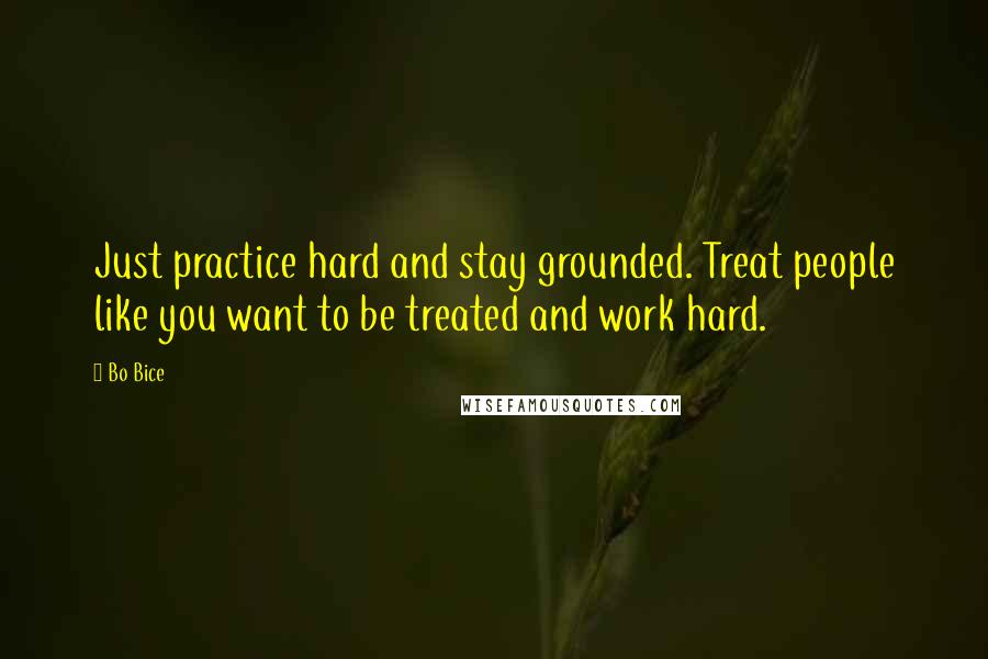 Bo Bice Quotes: Just practice hard and stay grounded. Treat people like you want to be treated and work hard.