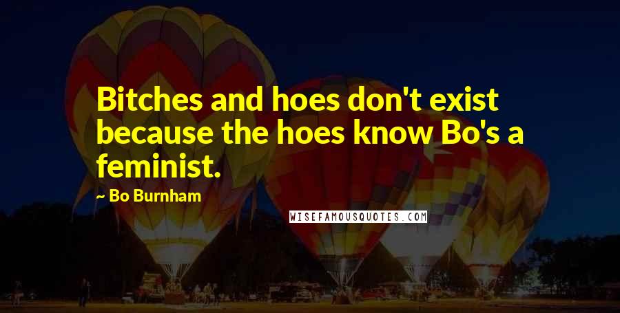 Bo Burnham Quotes: Bitches and hoes don't exist because the hoes know Bo's a feminist.