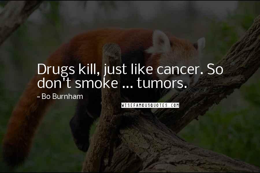 Bo Burnham Quotes: Drugs kill, just like cancer. So don't smoke ... tumors.