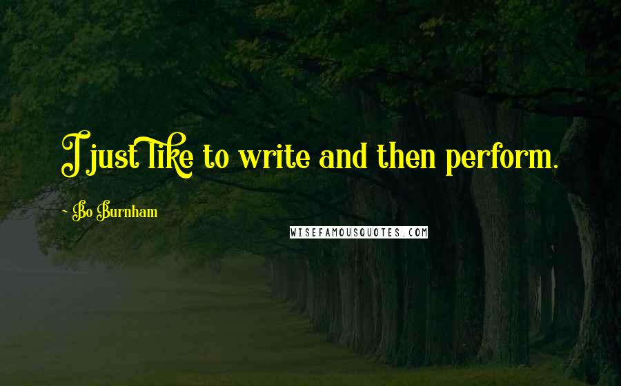 Bo Burnham Quotes: I just like to write and then perform.