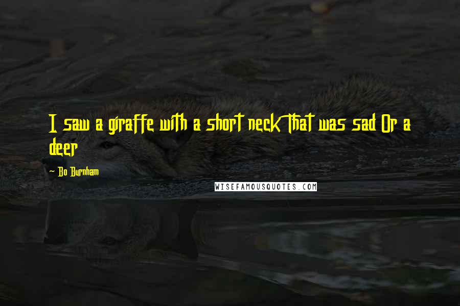 Bo Burnham Quotes: I saw a giraffe with a short neck That was sad Or a deer