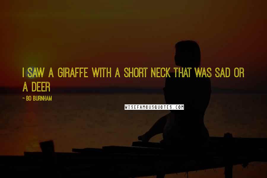 Bo Burnham Quotes: I saw a giraffe with a short neck That was sad Or a deer