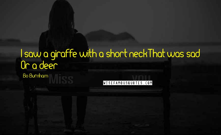 Bo Burnham Quotes: I saw a giraffe with a short neck That was sad Or a deer