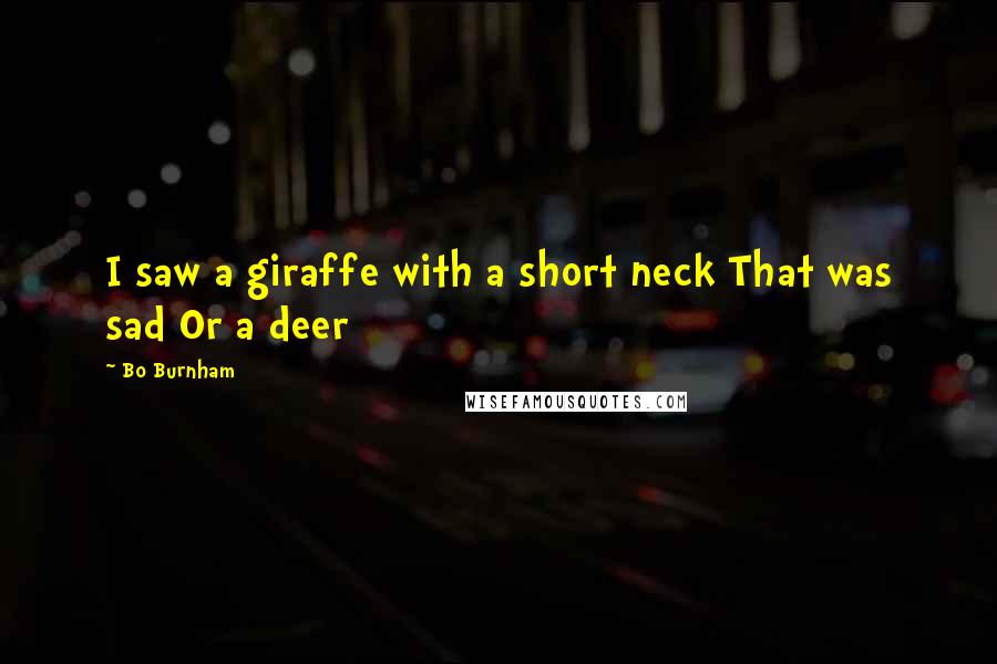 Bo Burnham Quotes: I saw a giraffe with a short neck That was sad Or a deer