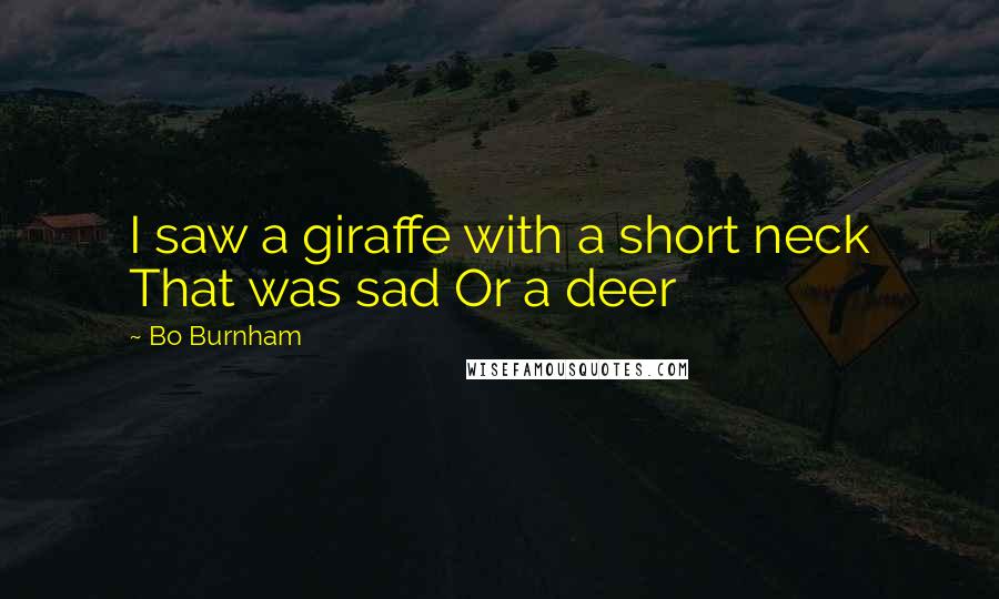 Bo Burnham Quotes: I saw a giraffe with a short neck That was sad Or a deer