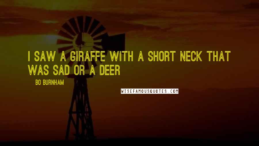 Bo Burnham Quotes: I saw a giraffe with a short neck That was sad Or a deer