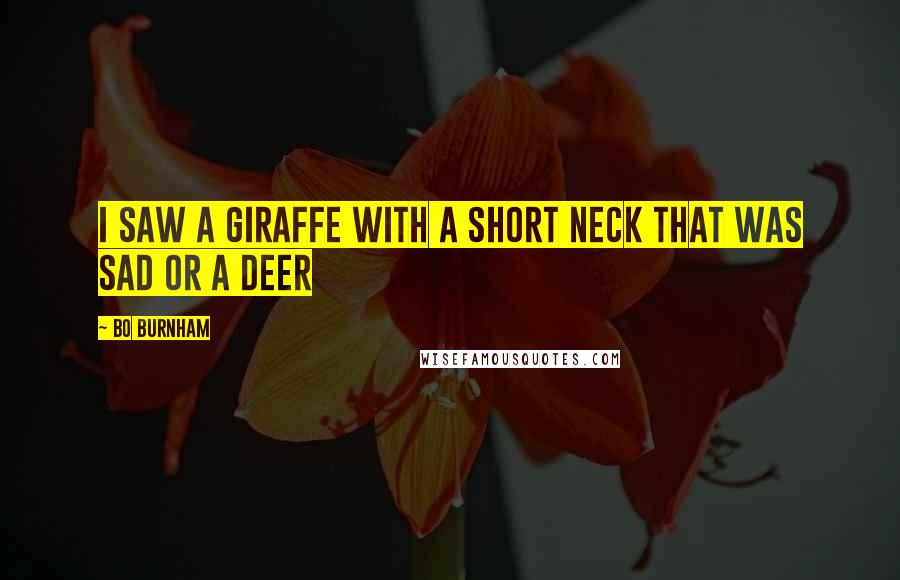 Bo Burnham Quotes: I saw a giraffe with a short neck That was sad Or a deer