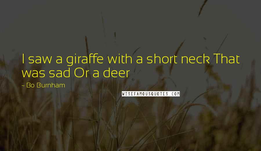 Bo Burnham Quotes: I saw a giraffe with a short neck That was sad Or a deer