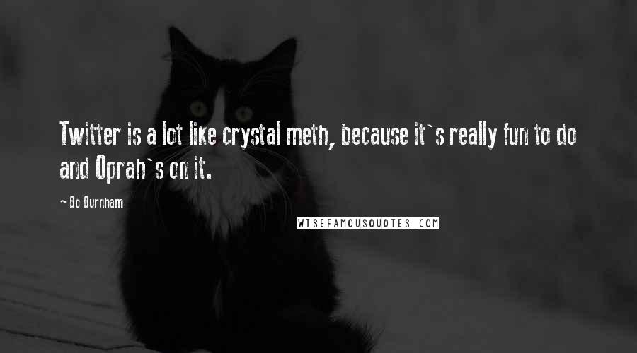 Bo Burnham Quotes: Twitter is a lot like crystal meth, because it's really fun to do and Oprah's on it.