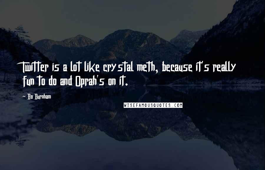 Bo Burnham Quotes: Twitter is a lot like crystal meth, because it's really fun to do and Oprah's on it.