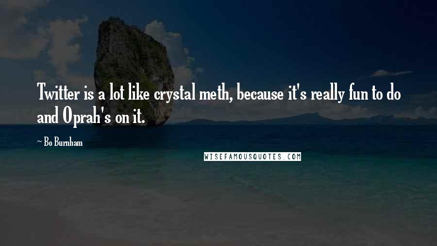 Bo Burnham Quotes: Twitter is a lot like crystal meth, because it's really fun to do and Oprah's on it.