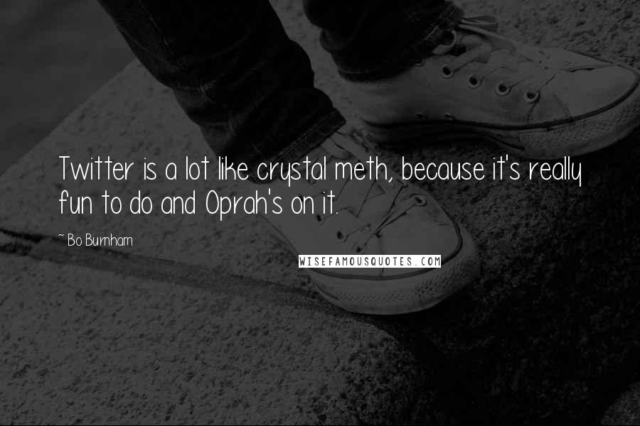 Bo Burnham Quotes: Twitter is a lot like crystal meth, because it's really fun to do and Oprah's on it.