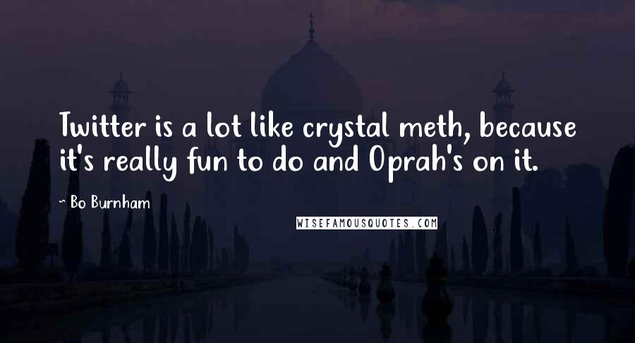 Bo Burnham Quotes: Twitter is a lot like crystal meth, because it's really fun to do and Oprah's on it.