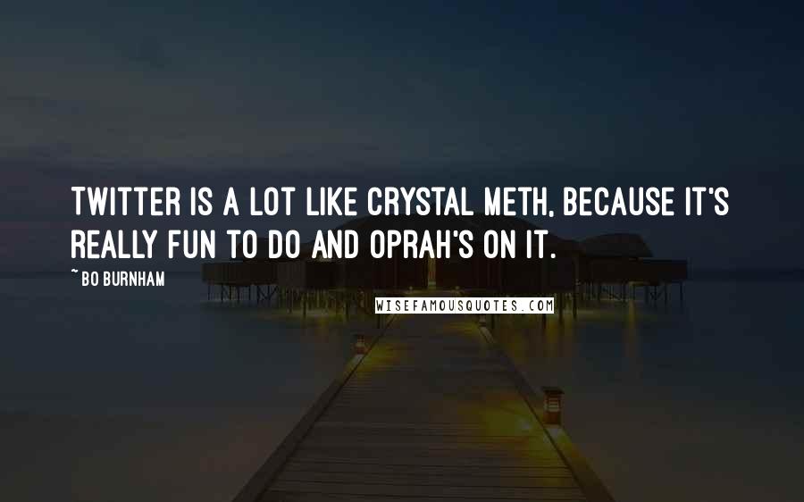 Bo Burnham Quotes: Twitter is a lot like crystal meth, because it's really fun to do and Oprah's on it.