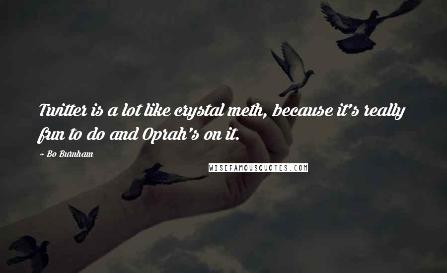 Bo Burnham Quotes: Twitter is a lot like crystal meth, because it's really fun to do and Oprah's on it.