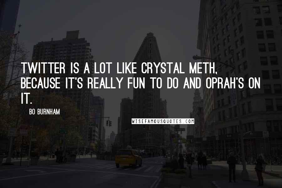 Bo Burnham Quotes: Twitter is a lot like crystal meth, because it's really fun to do and Oprah's on it.