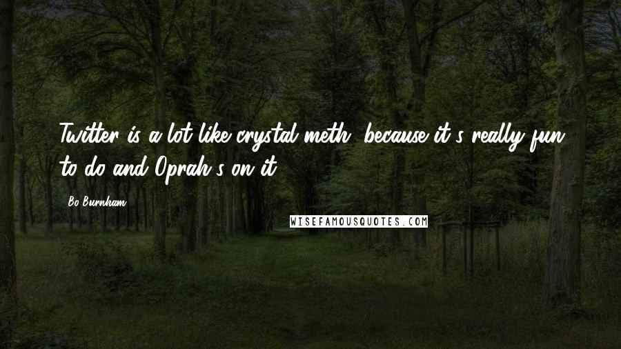 Bo Burnham Quotes: Twitter is a lot like crystal meth, because it's really fun to do and Oprah's on it.