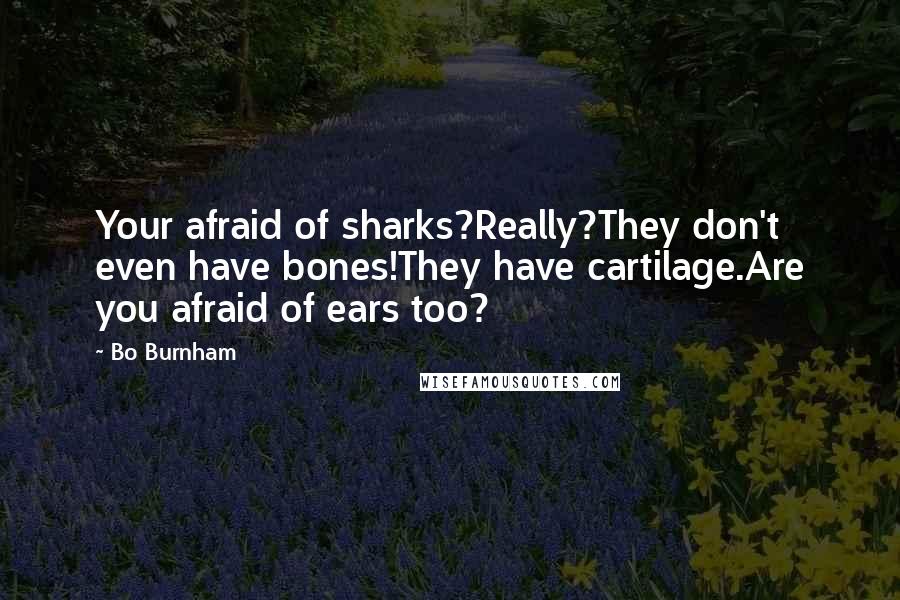 Bo Burnham Quotes: Your afraid of sharks?Really?They don't even have bones!They have cartilage.Are you afraid of ears too?