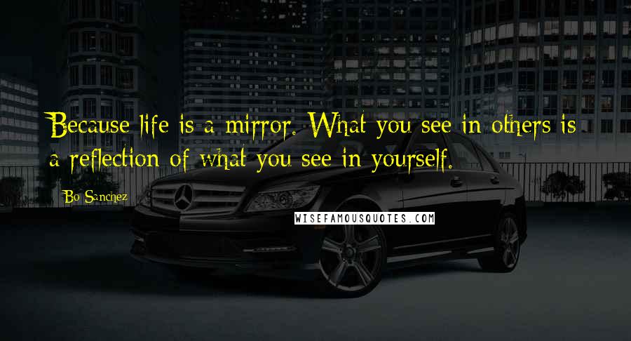 Bo Sanchez Quotes: Because life is a mirror. What you see in others is a reflection of what you see in yourself.