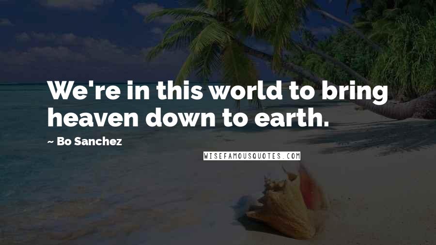 Bo Sanchez Quotes: We're in this world to bring heaven down to earth.