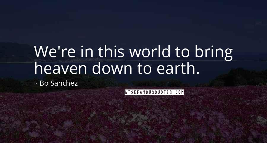 Bo Sanchez Quotes: We're in this world to bring heaven down to earth.