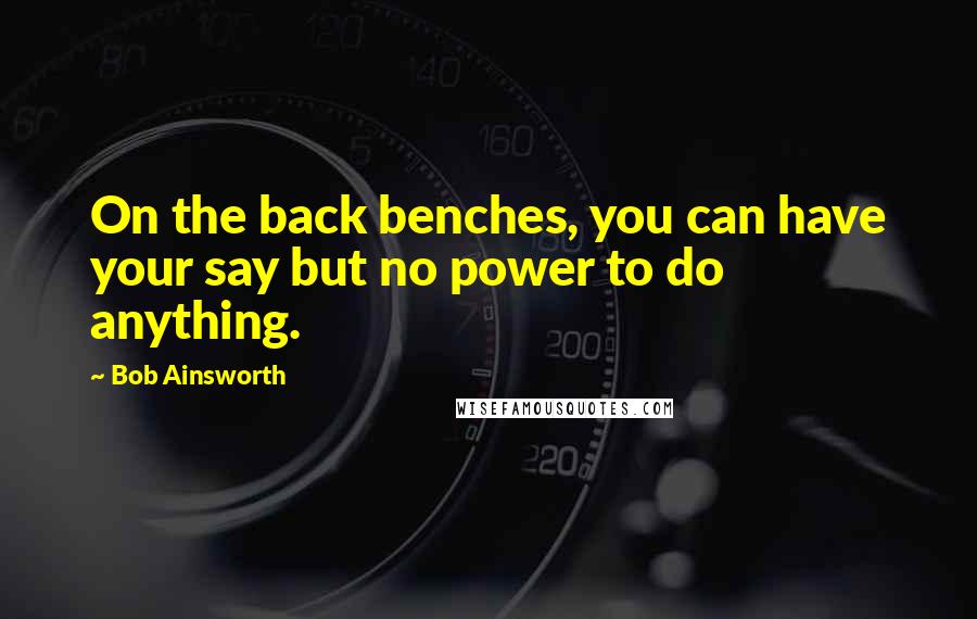 Bob Ainsworth Quotes: On the back benches, you can have your say but no power to do anything.