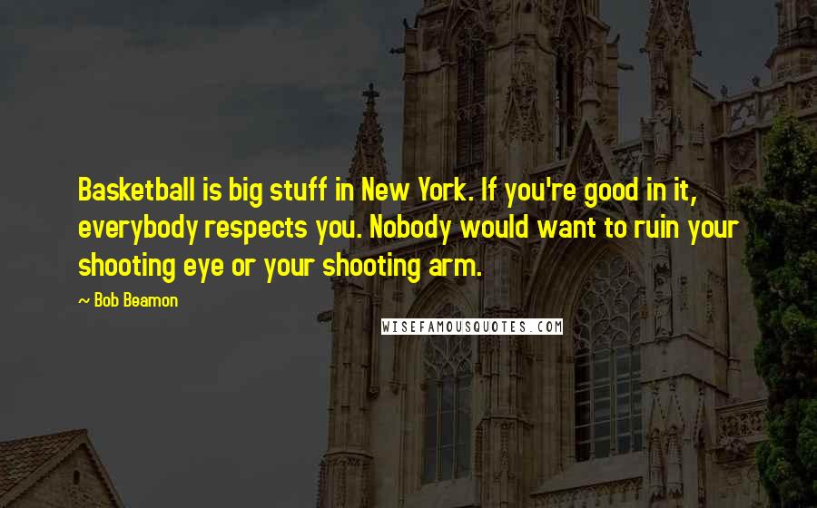 Bob Beamon Quotes: Basketball is big stuff in New York. If you're good in it, everybody respects you. Nobody would want to ruin your shooting eye or your shooting arm.