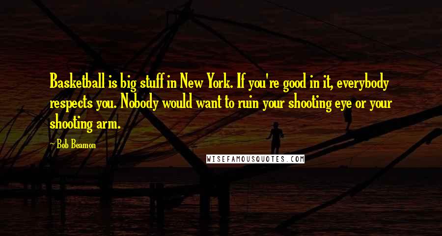 Bob Beamon Quotes: Basketball is big stuff in New York. If you're good in it, everybody respects you. Nobody would want to ruin your shooting eye or your shooting arm.