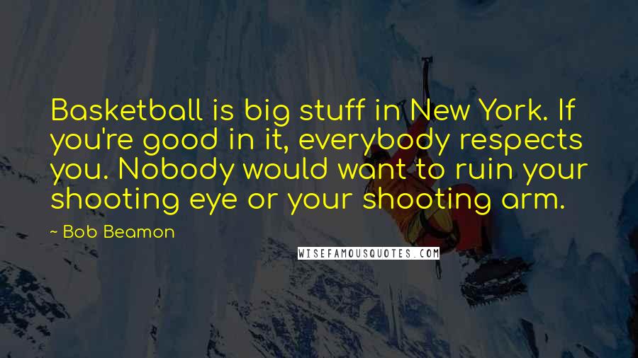 Bob Beamon Quotes: Basketball is big stuff in New York. If you're good in it, everybody respects you. Nobody would want to ruin your shooting eye or your shooting arm.